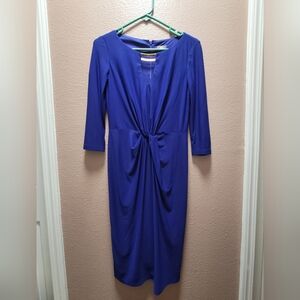 Vince Camuto - 3/4 Long Sleeve Front Knot Dress - Royal Blue Violet - Size 4